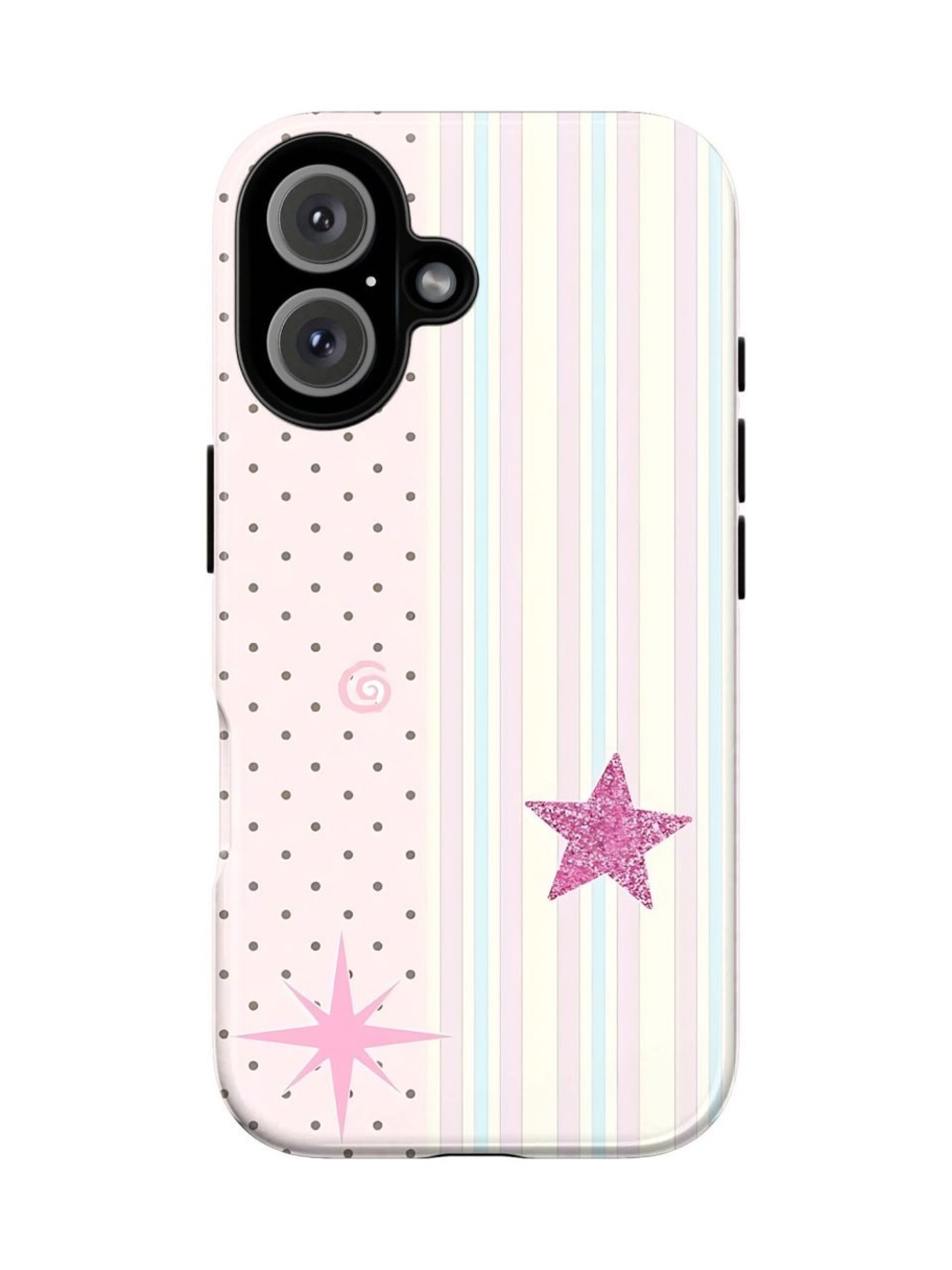 Whimsy Pink Star Pattern Phone Case - Cute Glitter Design